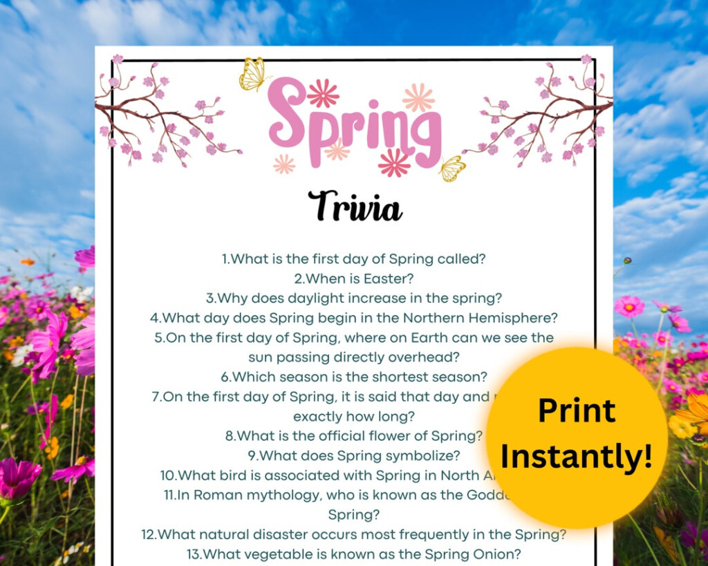 Printable Spring Trivia And Answer Key For Kids Adults Classroom Spring Activity For Students