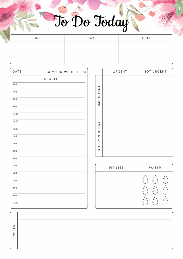 Printable To Do Today PDF Download Daily Planner Pages Planner Pages Daily Planner Template