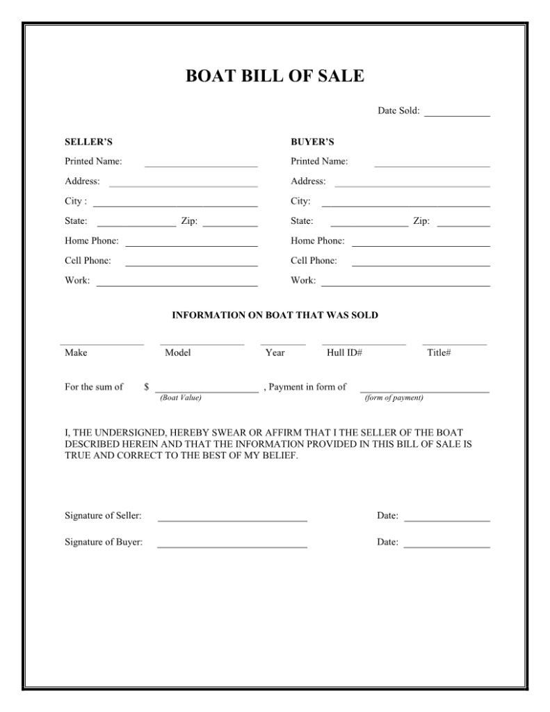 Printable Trailer Bill Of Sale