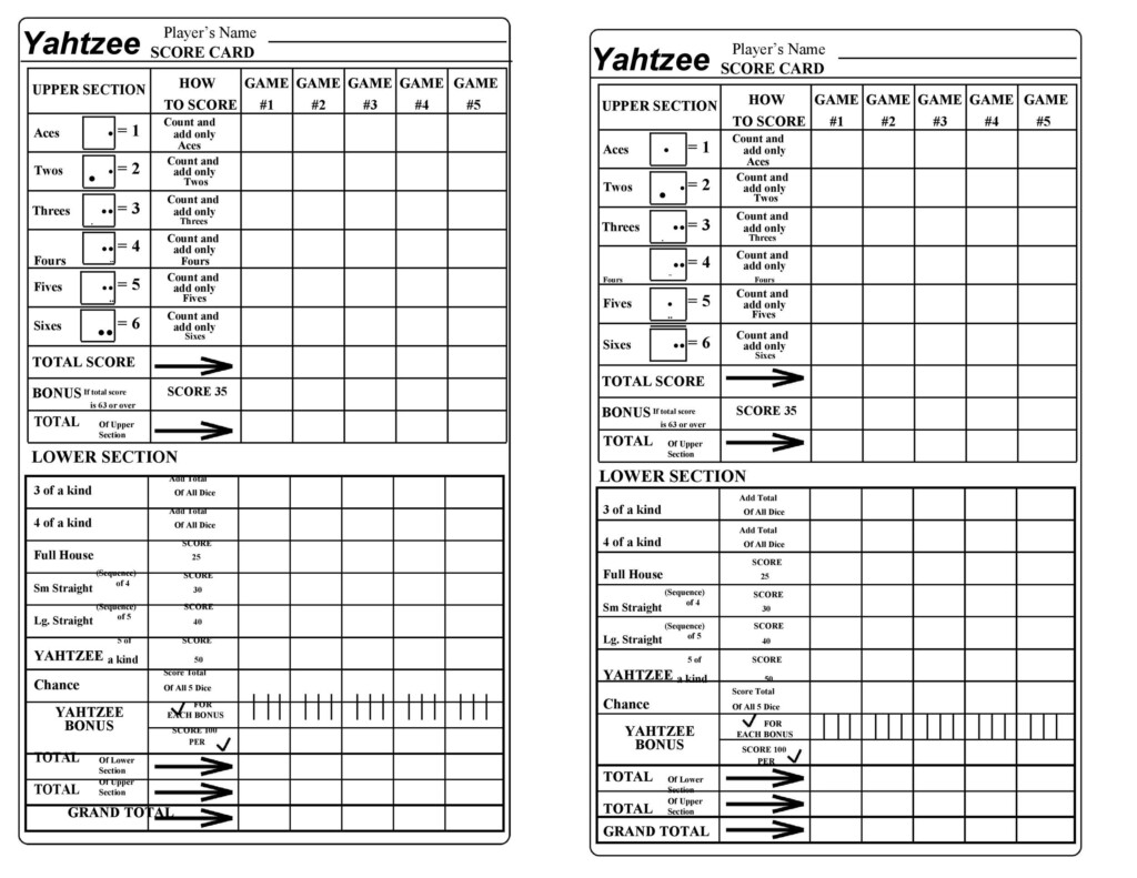 Printable Yahtzee Score Sheet That Are Wild Harper Blog