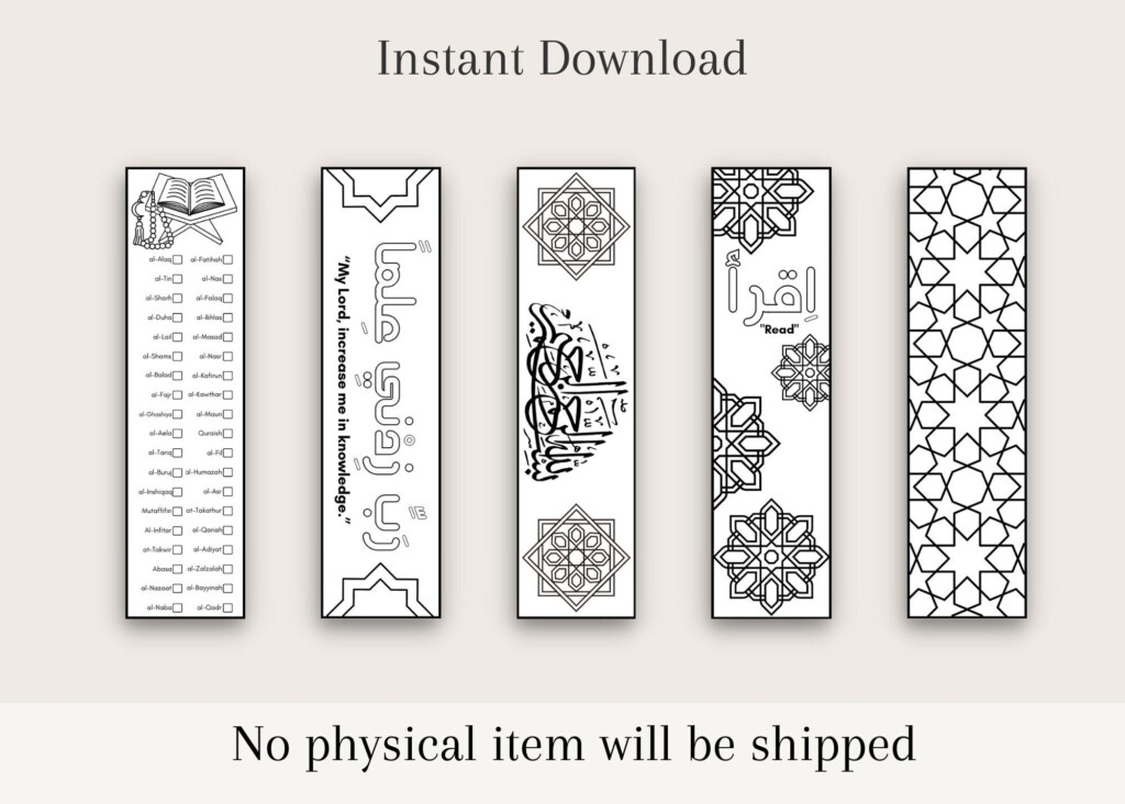 Quran Bookmark Colouring Bookmarks Juz Amma Tracker Etsy