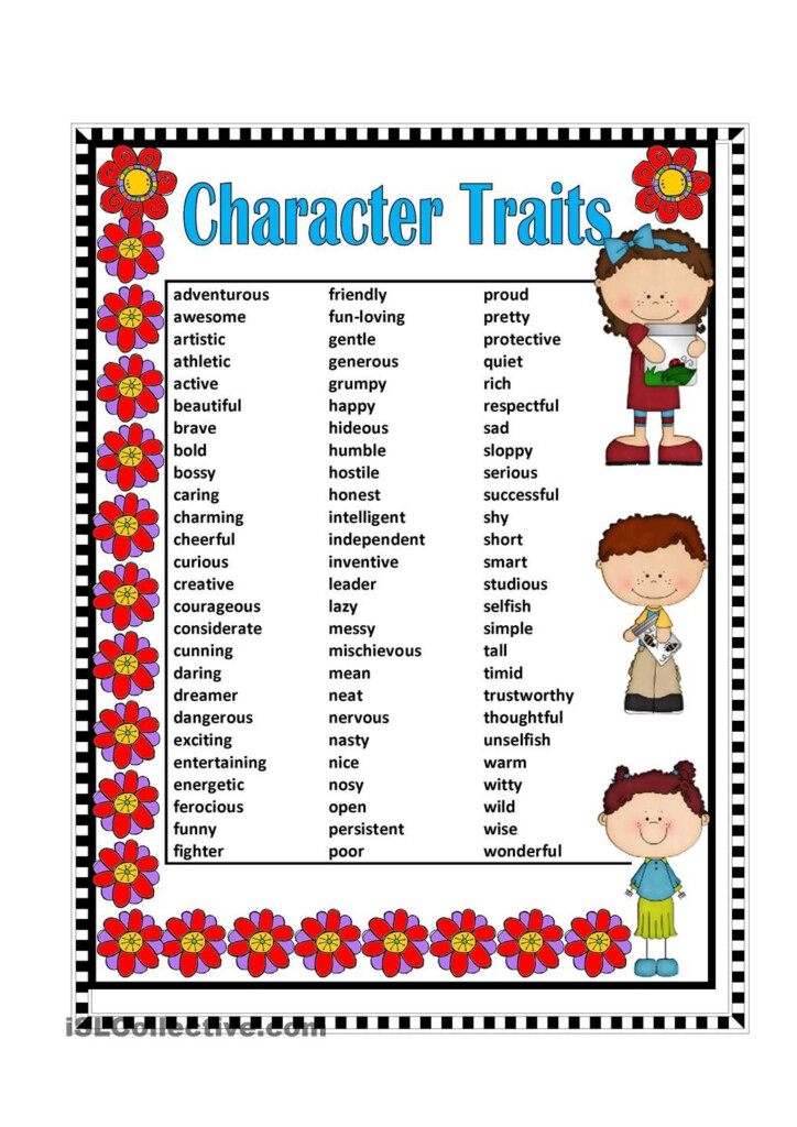 Reading Worksheets Character Traits Worksheets Printable Character Traits Worksheets