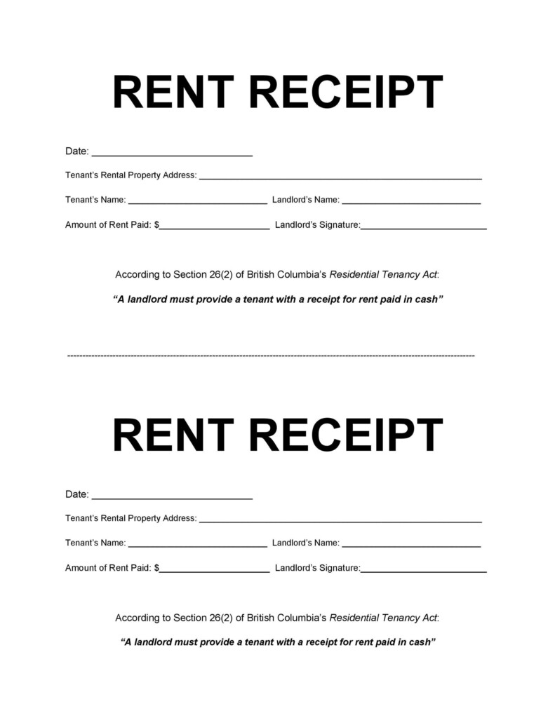 Rent Receipt Free Printable