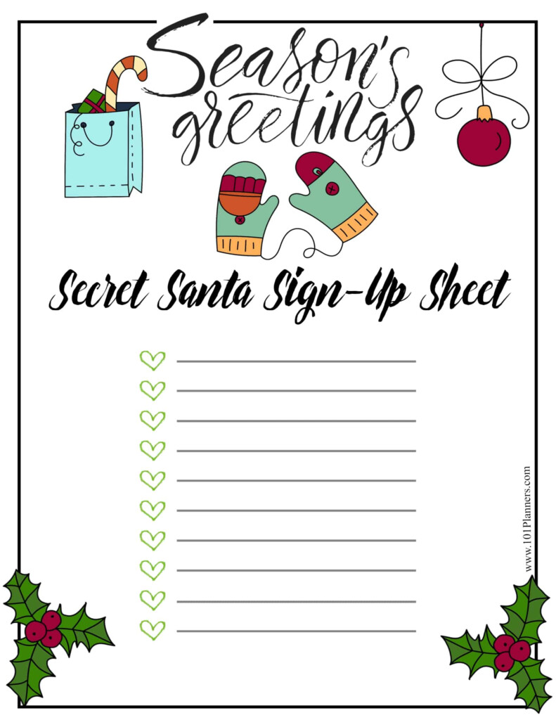 Secret Santa Printable Template