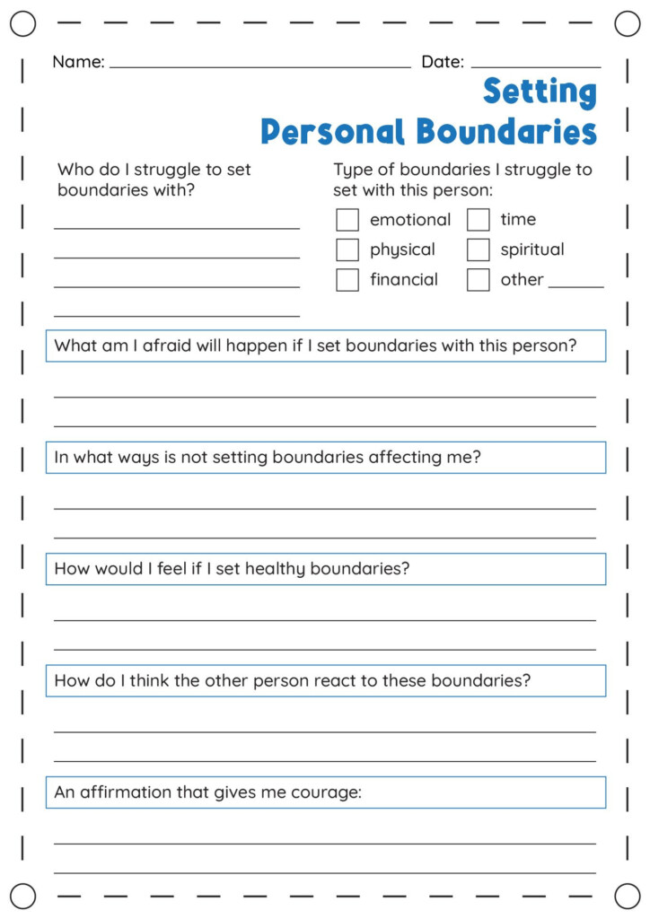 Setting Personal Boundaries Worksheets Healthy Boundaries Worksheets Family Therapy