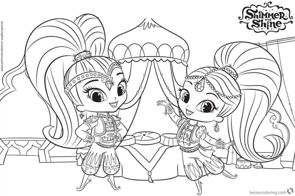 Shimmer And Shine Coloring Pages They Are Dancing Free Printable Coloring Pages