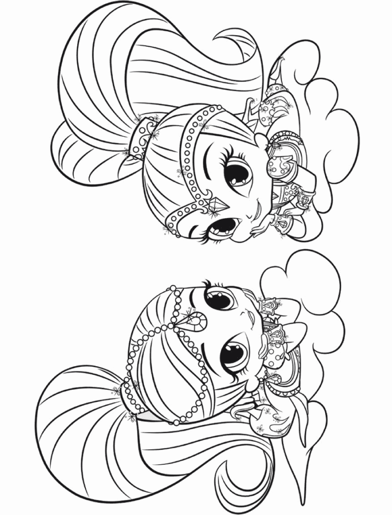 Shimmer And Shine On Cloud Coloring Page Free Printable Coloring Pages For Kids