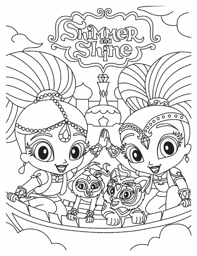 Shimmer And Shine Theme Coloring Page Free Printable Coloring Pages For Kids