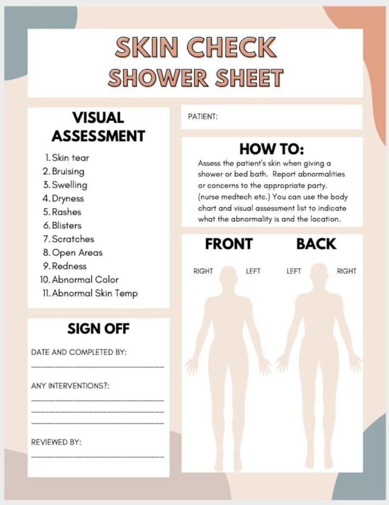Shower Skin Assessment For Nurses Or Healthcare Workers Etsy