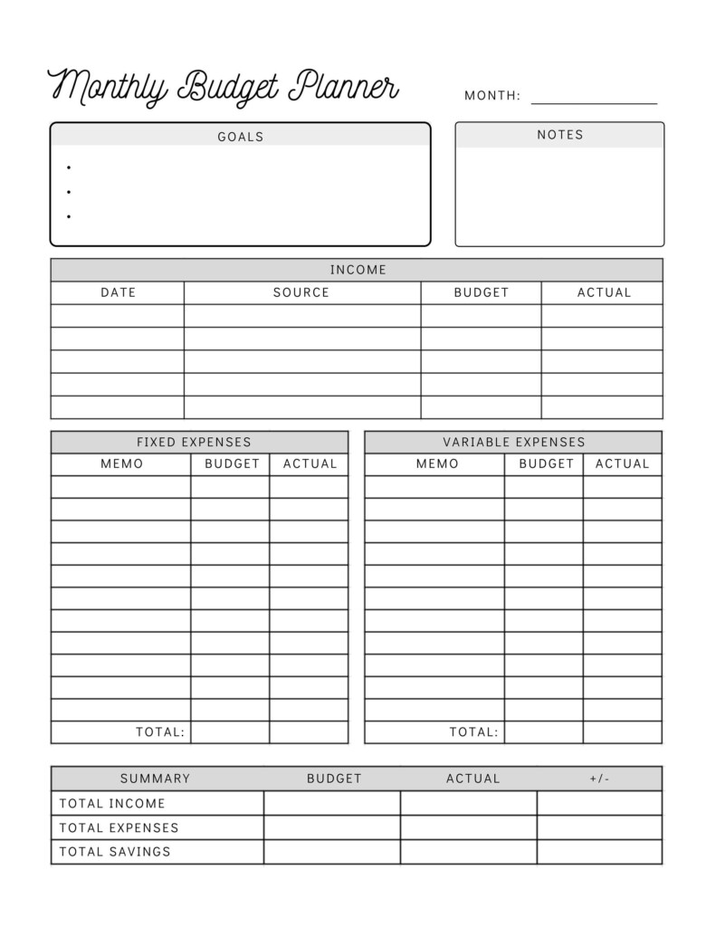Simple Monthly Budget Template