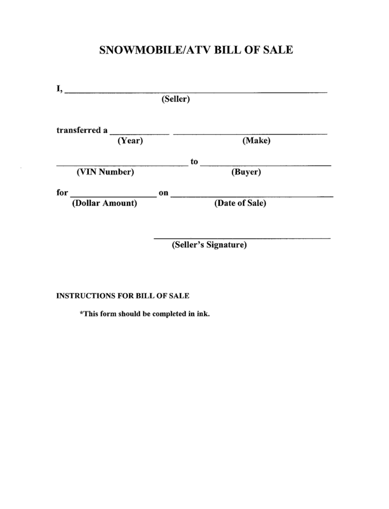Simple Printable Bill Of Sale Pdf Free
