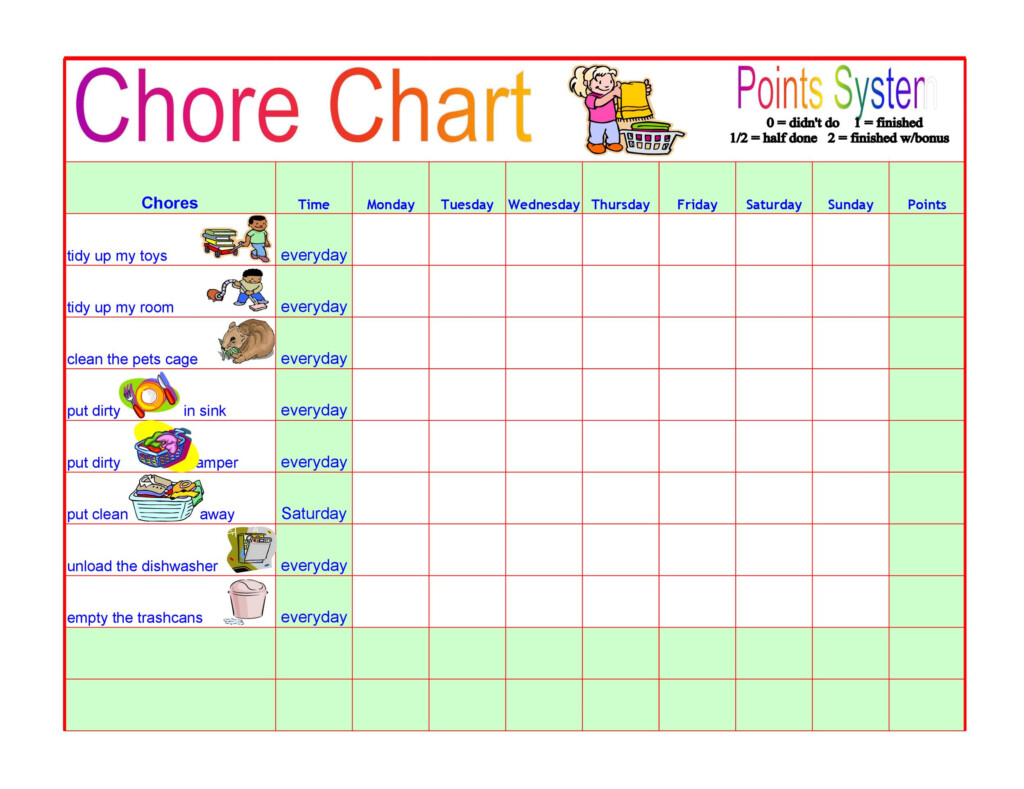 Slashcasual Chore Chart Template For Kids