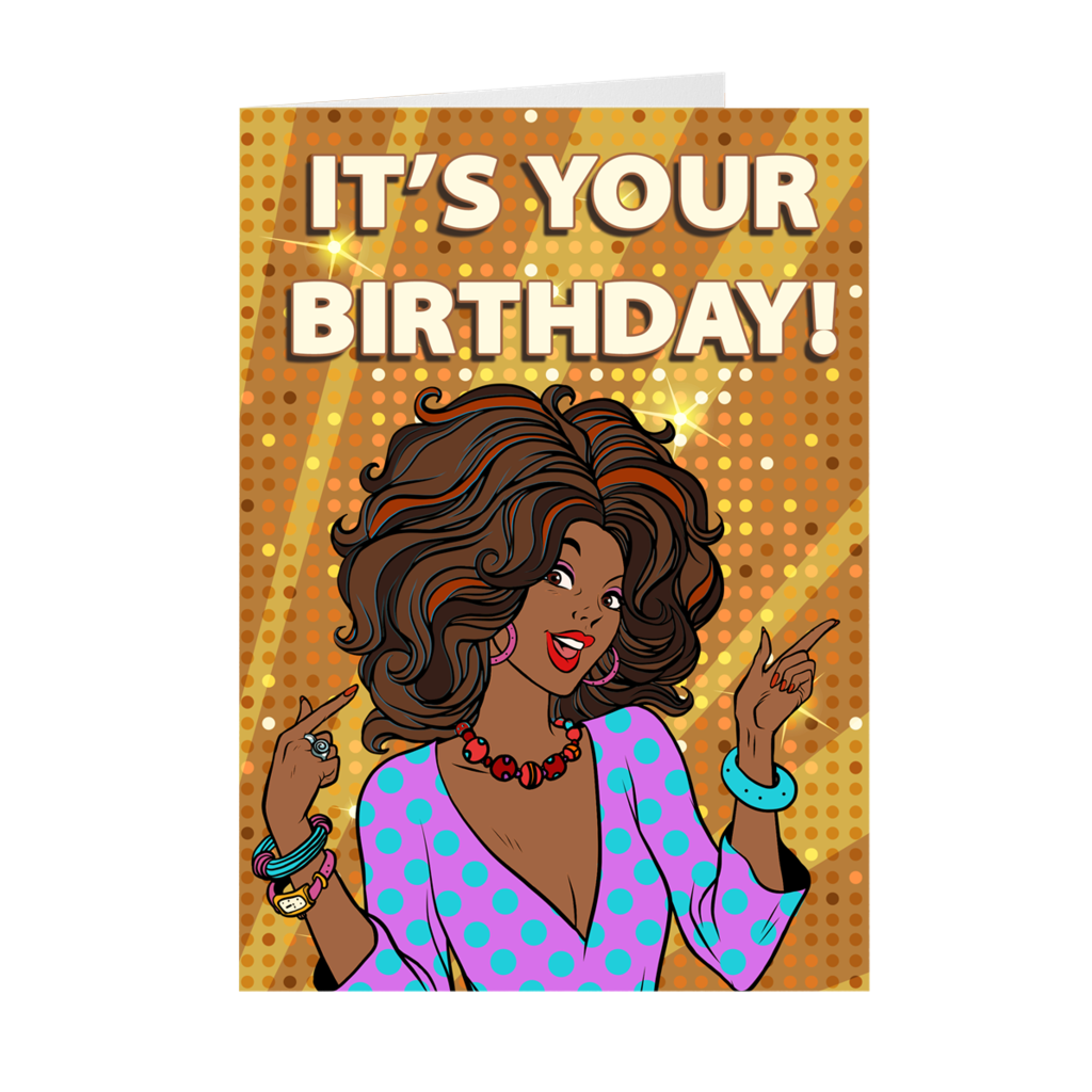 Solid Gold African American Woman Birthday Greeting Card Happy Birthday African American