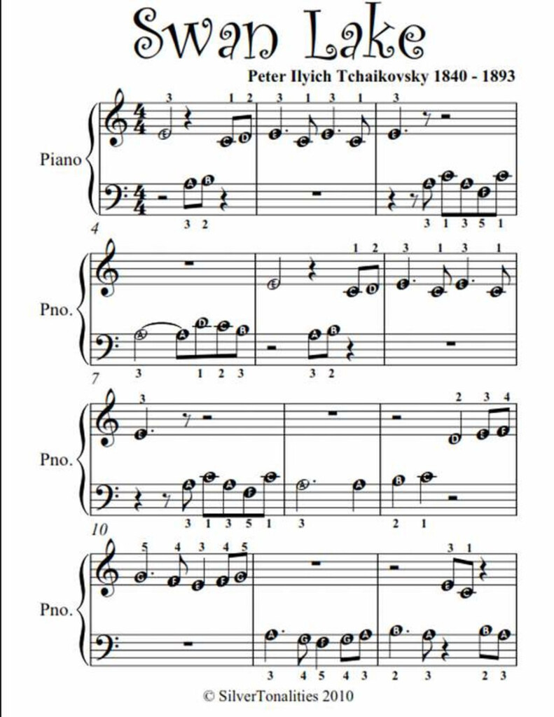 Swan Lake Beginner Piano Sheet Music EBook By Peter Ilyich Piano Sheet Music Letters