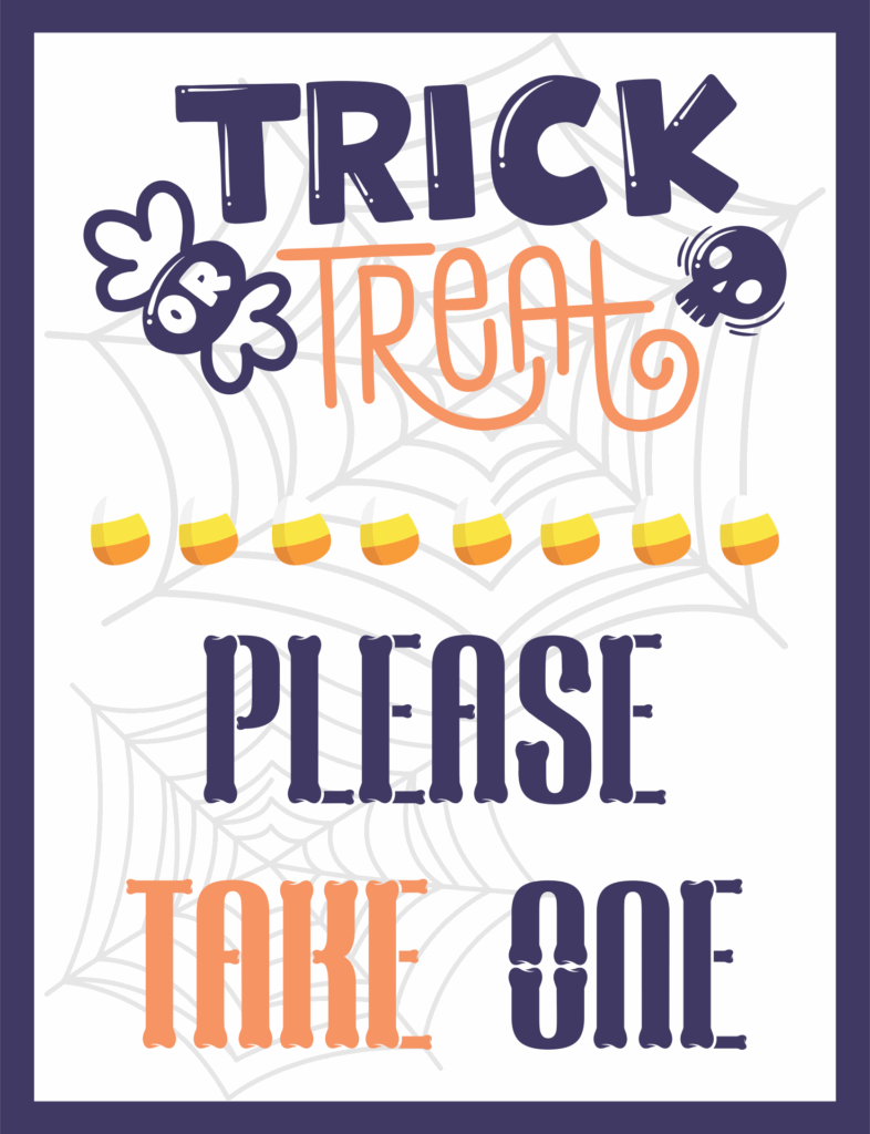 Take One Halloween Signs 15 Free PDF Printables Printablee