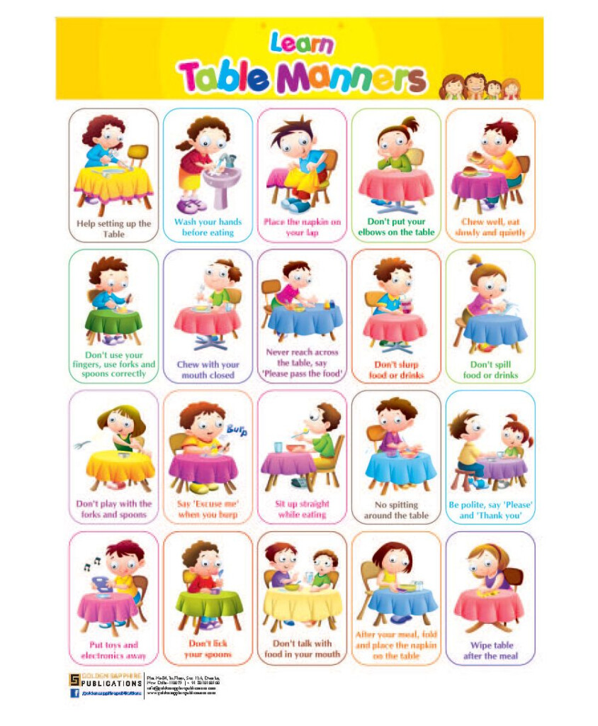 Teaching Table Manners To Kids Printable Resource
