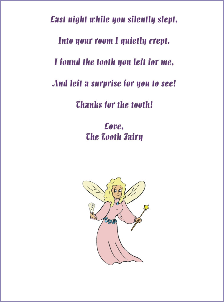 Template Tooth Fairy Letter
