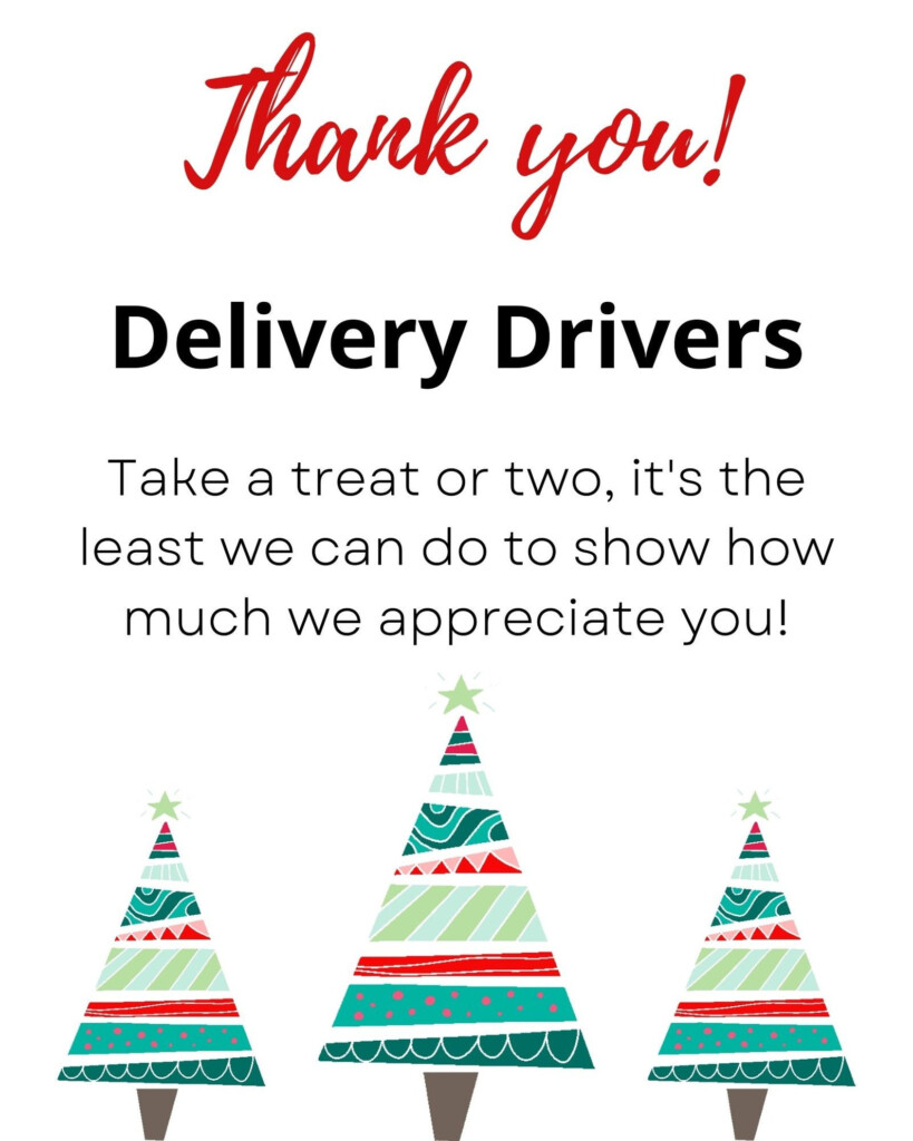 Thank You Delivery Drivers Printable