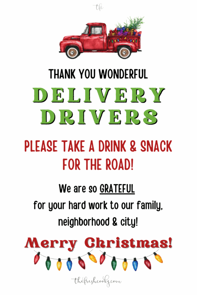Thank You Delivery Drivers Sign Printable Free Printable Word Searches