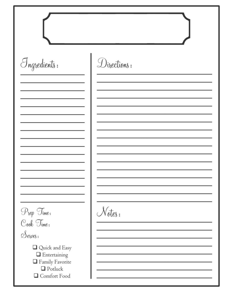 The Charming Home Need To Know Recipe Book Templates Recipe Template Regarding Fu Recipe