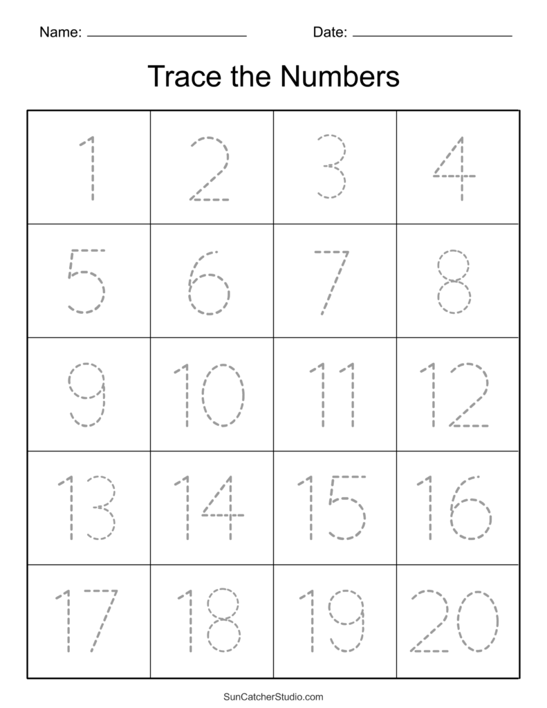 Tracing Numbers Free Printable Practice PDF Worksheets DIY Projects Patterns Monograms