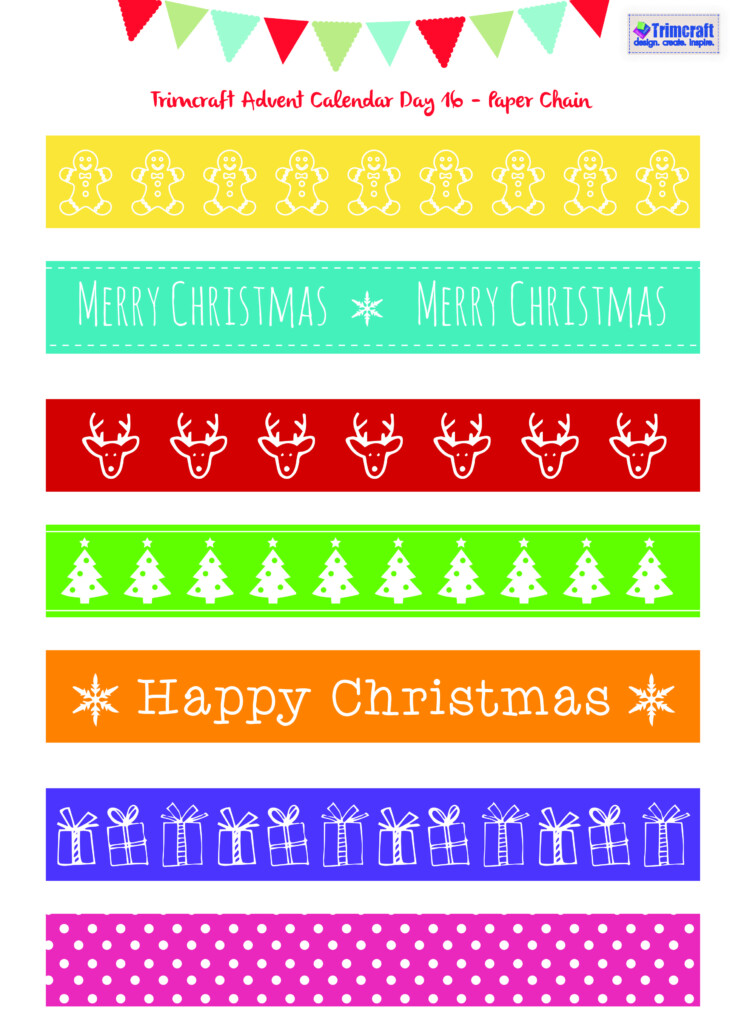 Trimcraft Advent Calendar Day 16 Christmas Paper Chain Printable Paper Chains Christmas