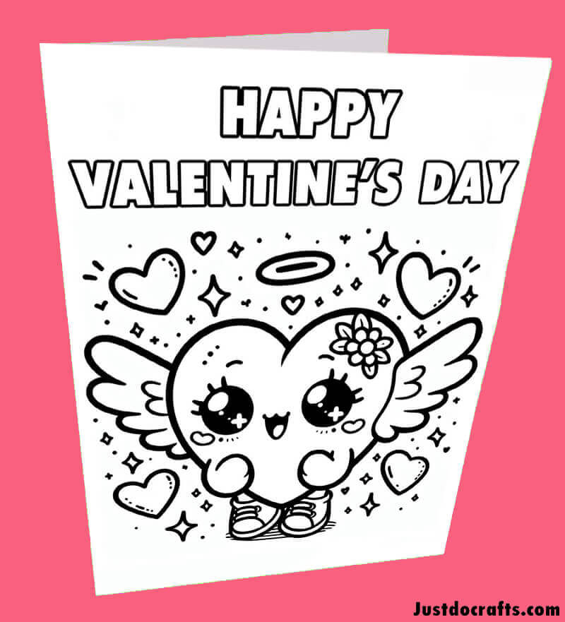 Valentine S Day Cards To Color Free Printable Just Do Crafts