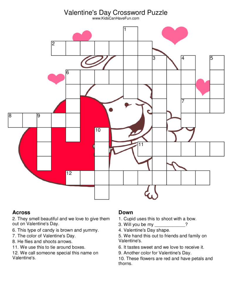 Valentine S Day Crossword Puzzle Valentines Word Search Valentine Words Valentines Games