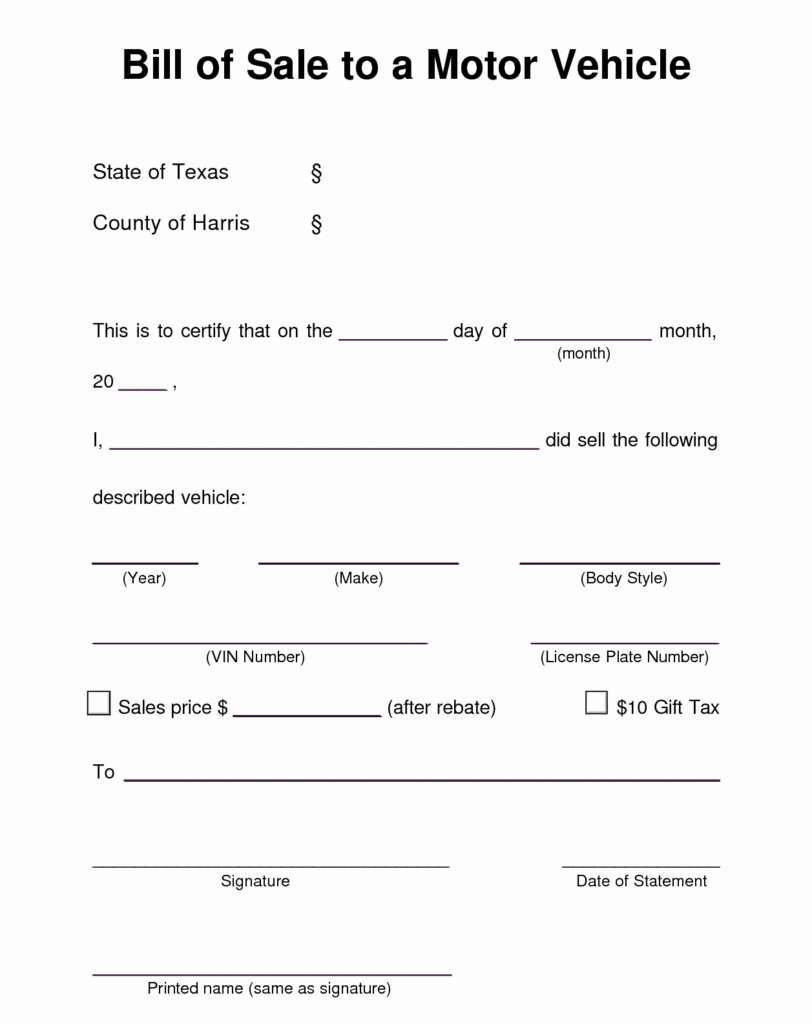 Vehicle Bill Of Sale Template Archives Digitally Credible Calendars