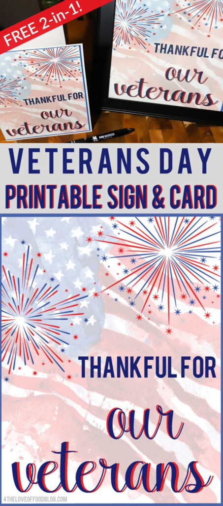 Veterans Day Printable Sign And Card For The Love Of Food
