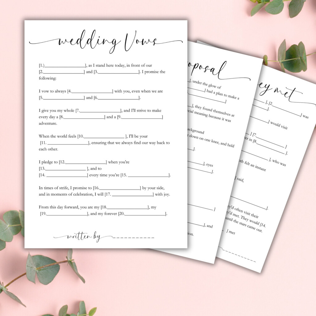 Wedding Vow Mad Libs Bridal Shower Game Wedding Vow Mad Libs How They Met Funny Game Printable