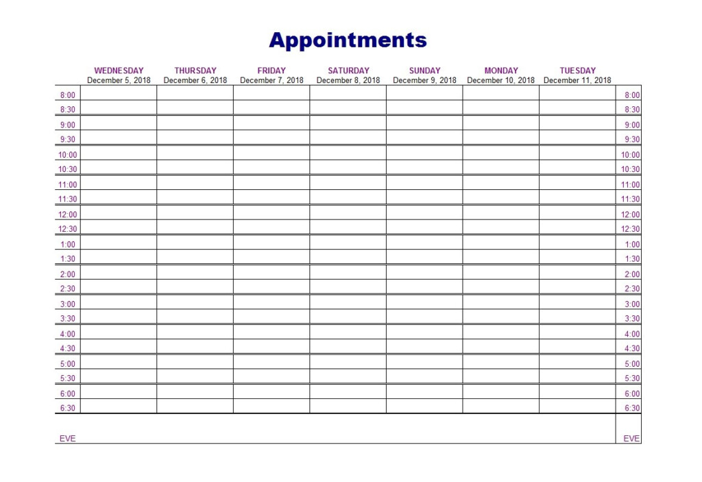 Weekly Appointment Planner Printable
