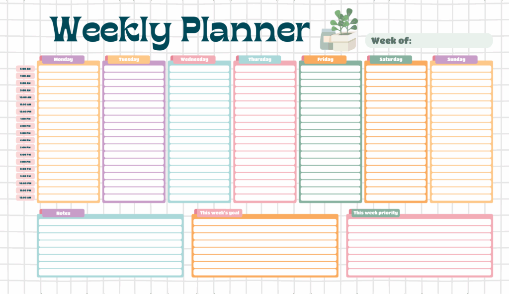 Weekly Hourly Calendar 10 Free PDF Printables Printablee