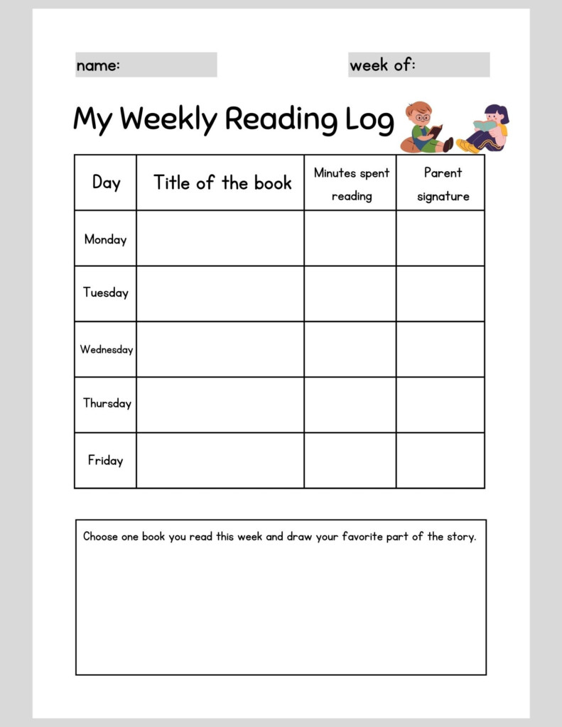Weekly Reading Log Digital Printable Etsy