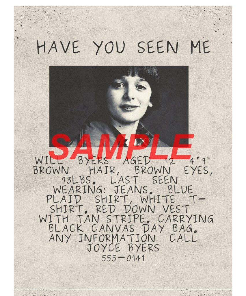 Will Byers Missing Poster Printable Free