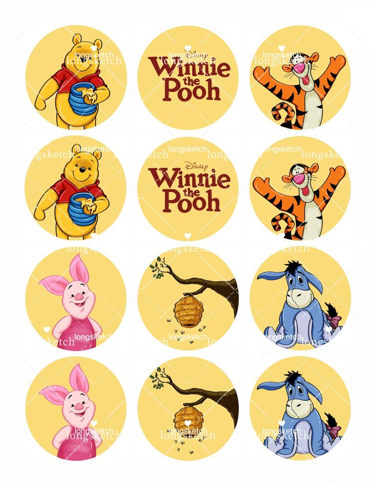 Winnie The Pooh Cupcake Toppers Cupcake Toppers Digital Template Winnie 