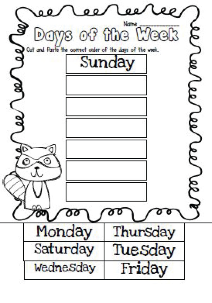 Worksheet Days Of The Week